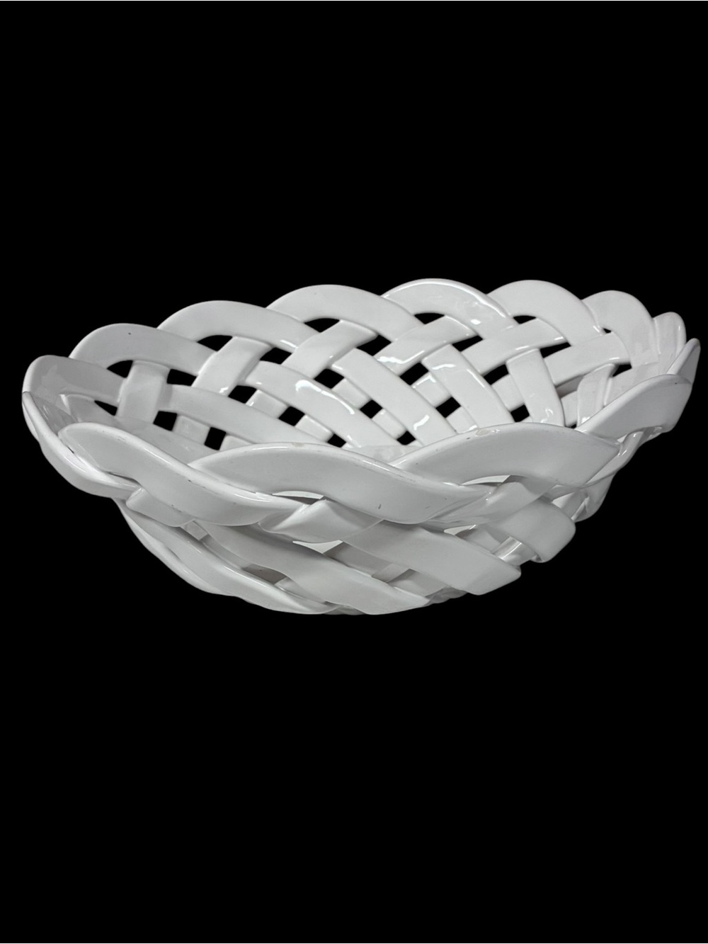 White Woven Ceramic Decorative Bowl - Home Accents